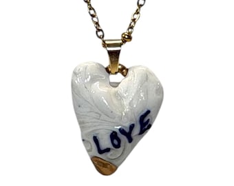 Porcelain Heart Necklace, Love Necklace, Mother’s Day Gift