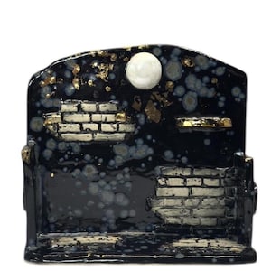 Ceramic Ritual Shelf – Full Moon Reverie | Gold Moon & Star Altar