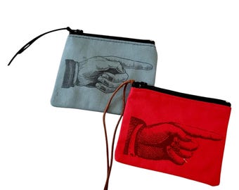 Lined Canvas  Zipper Closure Coin Purse with a Graphic