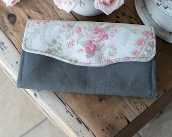 Necessary Clutch Wallet, Floral Canvas, 12 Card Slots, Zippered Pockets