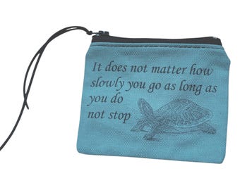 Canvas Coin Purse with Zipper Closure
