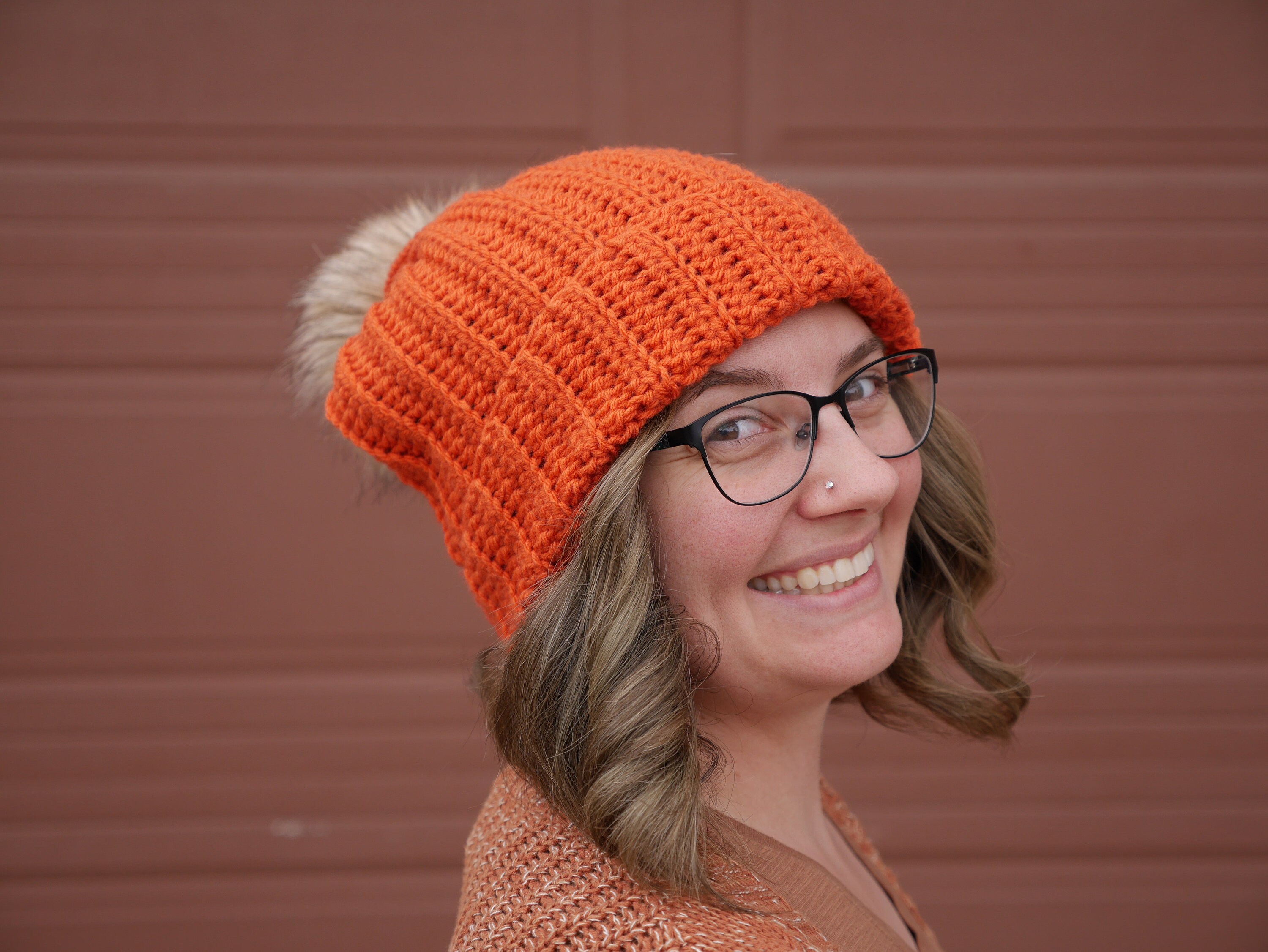 ribbed orange beanie