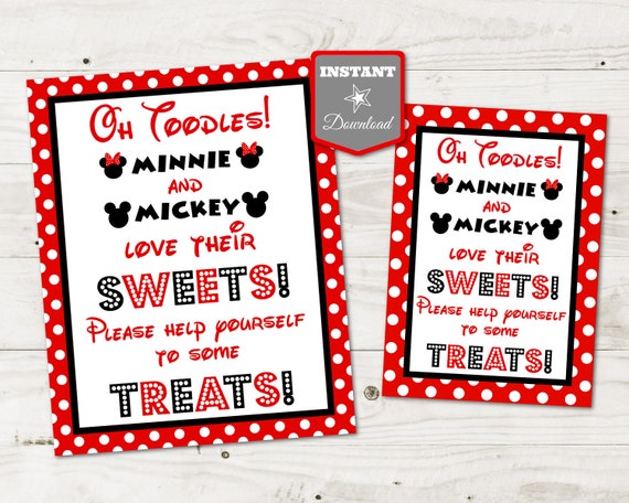 Printable Mickey Mouse Printable 5x7 And 8x10 Sweets Sign INSTANT printable-mickey-mouse-printable-5x7-and-8x10-sweets-sign-instant