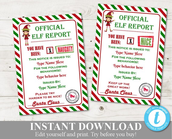 Printable Christmas Elf Reward Chart