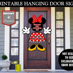 INSTANT DOWNLOAD Printable Red Girl Mouse Hanging Door Thanks for Stopping By See Ya Real Soon Sign / Red Girl Mouse Collection / Item #1906
