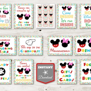 DOWNLOAD IMMEDIATO Pacchetto cartello per feste stampabile ispirato a topo ragazzo e ragazza rosa 8x10/Collezione Clubhouse / Articolo n. 4153