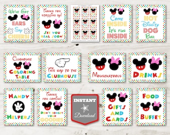 DOWNLOAD IMMEDIATO Pacchetto di cartelli per feste stampabili 8x10 ispirati a un topo maschio e femmina rosa/Collezione Clubhouse/Articolo n. 4153