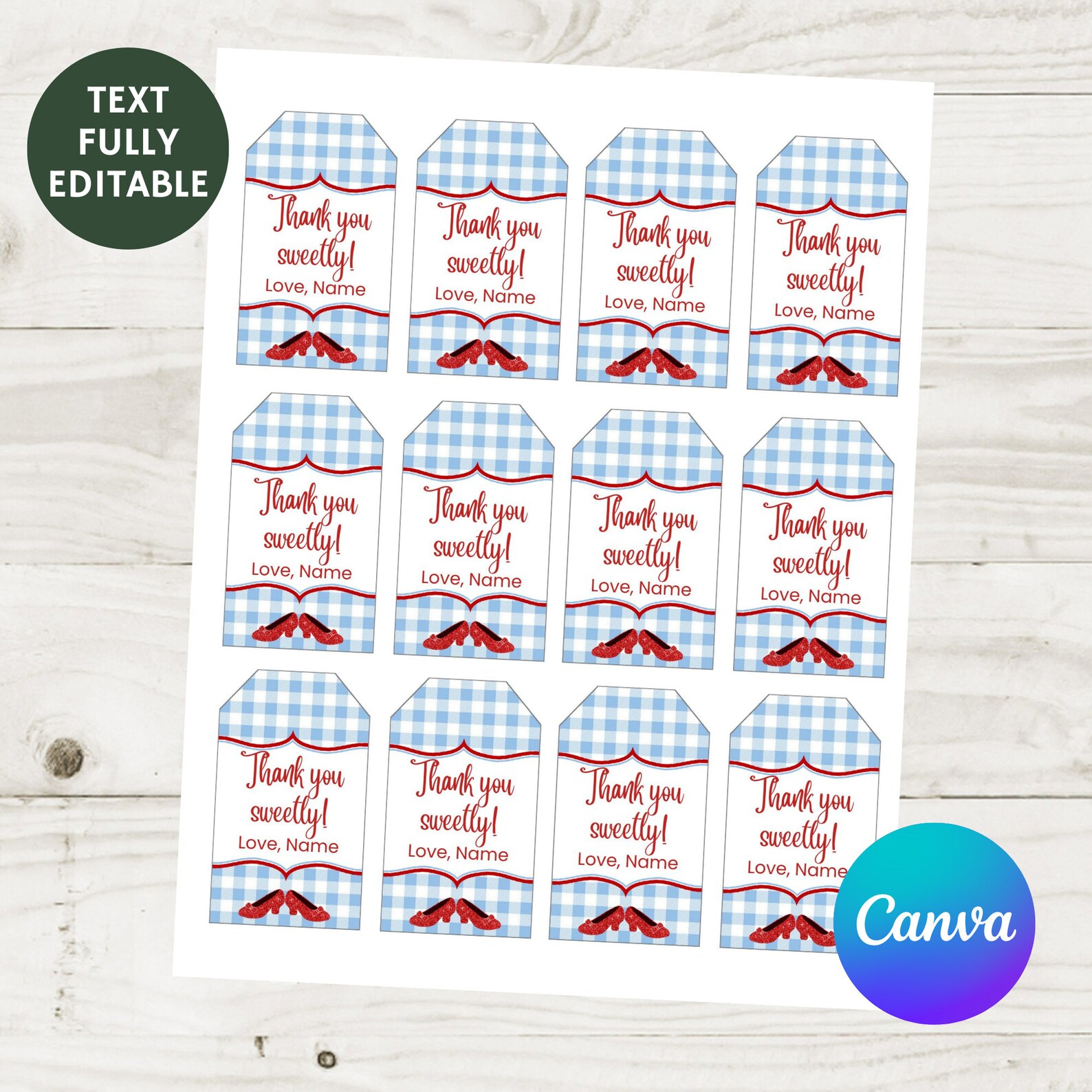 Oz Inspired Printable Editable Hang Tags, Type Any Text, Favor Tags ...