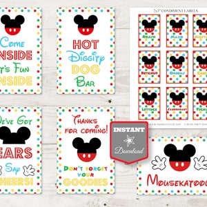 INSTANT DOWNLOAD Muis clubhuis geïnspireerd 4 x 6 feestbordpakket / gratis kruidenlabels / clubhuiscollectie / item #1651