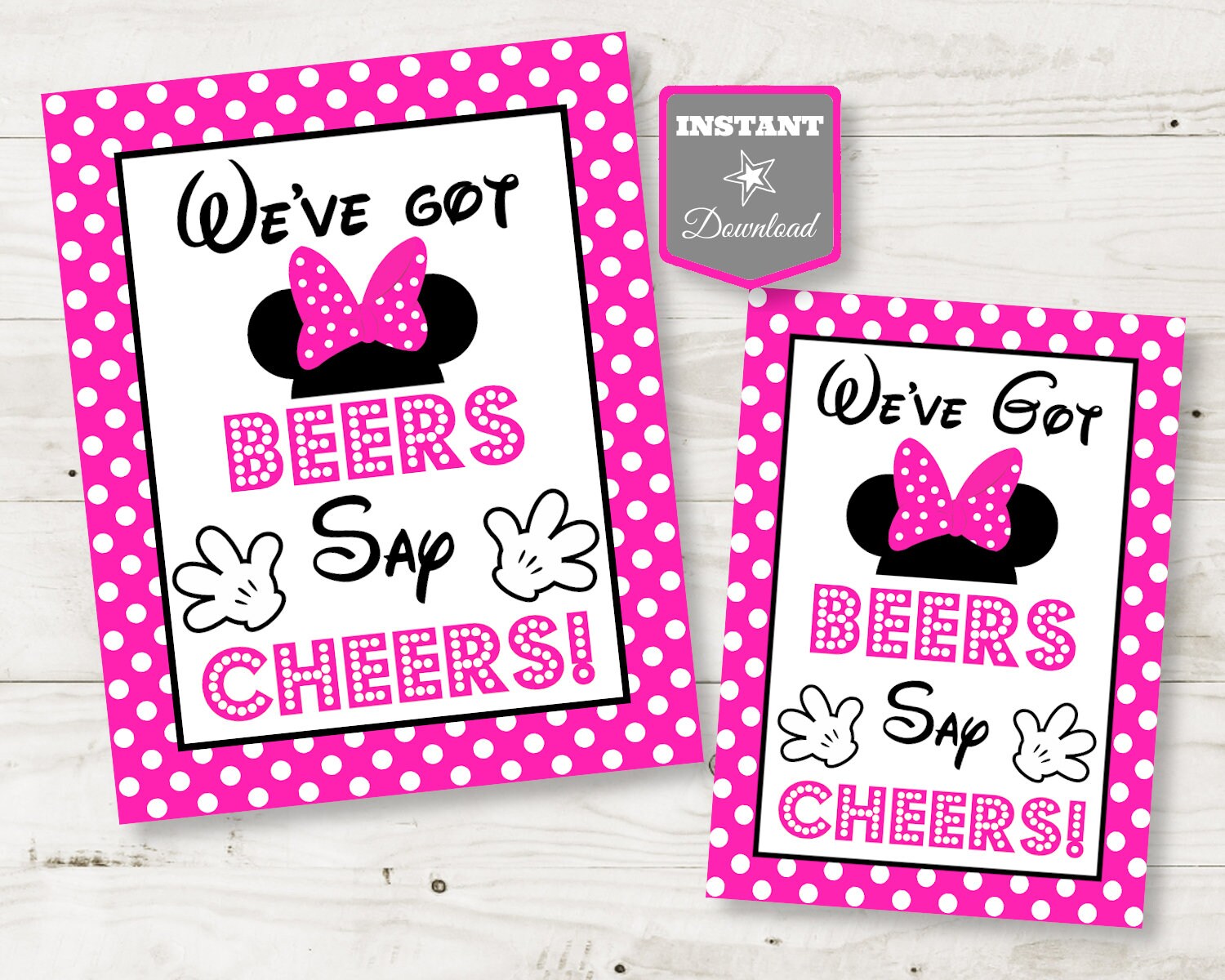 Minnie Mouse Birthday We've Got BEERS Say Cheers Sign Hot Pink Party  Decorations by Feistyfarmerswife 