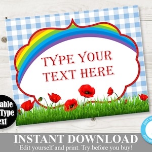 INSTANT DOWNLOAD Printable Wizard of Oz Inspired Editable 8x10 Sign/  You Type Text of Your Choice / Oz Collection / Item #114