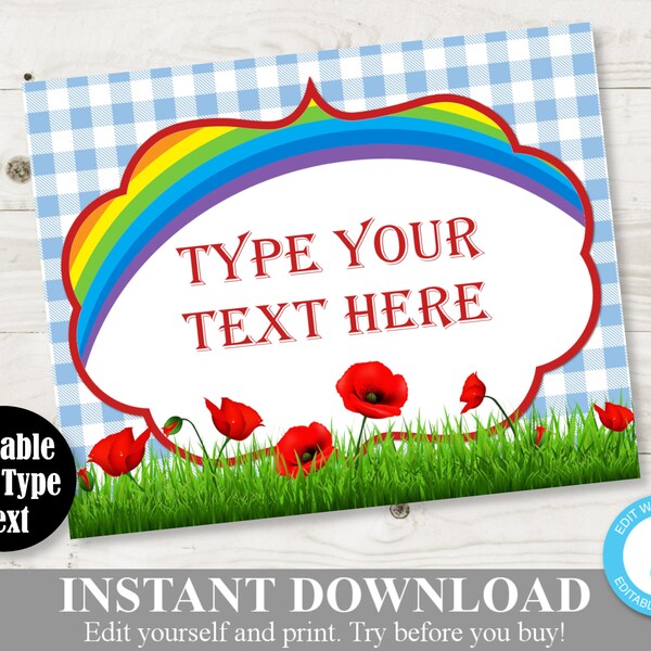 INSTANT DOWNLOAD Printable Wizard of Oz Inspired Editable 8x10 Sign/  You Type Text of Your Choice / Oz Collection / Item #114