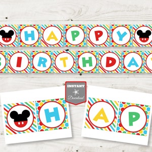 INSTANT DOWNLOAD Mouse Clubhouse Printable Happy Birthday Party Banner / Clubhouse Collection / Item 1648 image 1