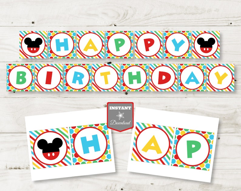 INSTANT DOWNLOAD Mouse Clubhouse Printable Happy Birthday Party Banner / Clubhouse Collection / Item 1648 image 1