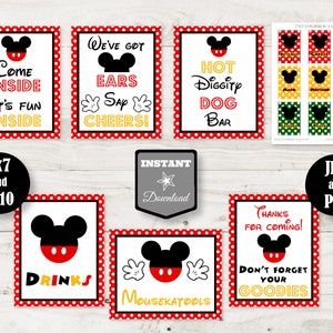 DOWNLOAD IMMEDIATO Pacchetto di cartelli Classic Mouse 5x7 e 8x10 / Etichette per condimenti / Festa di compleanno / Collezione Classic Mouse / Articolo n. 1501