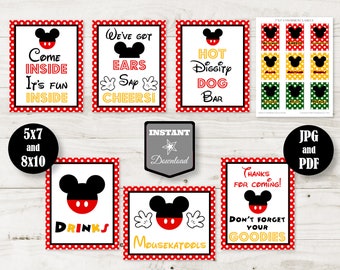 INSTANT DOWNLOAD Classic Mouse 5x7 and 8x10 Sign Package / Condiment Labels / Birthday Party / Classic Mouse Collection / Item #1501