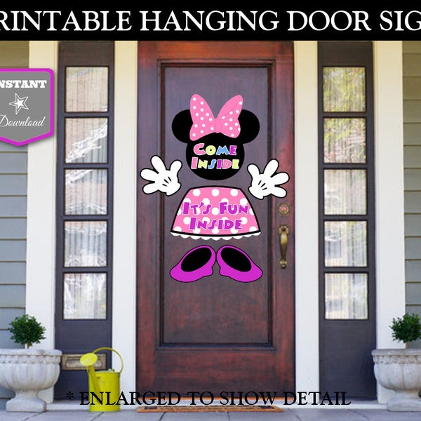 DOWNLOAD INSTANTÂNEO Placa de porta suspensa com estampa de rato Bowtique para impressão / Mouse Bowtique / Item nº 2204