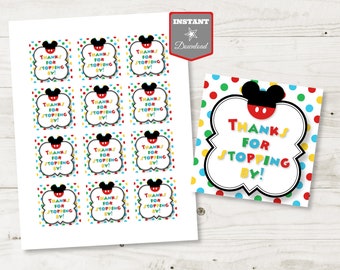 INSTANT DOWNLOAD Mouse Clubhouse  2" Square Thank You Printable Party Favor Tags / Birthday / Baby Shower /Clubhouse Collection / Item #1650