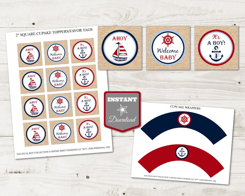 INSTANT DOWNLOAD Nautical Printable 2 Baby Shower - Etsy
