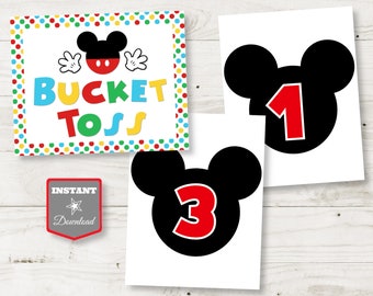 INSTANT DOWNLOAD Printable Mouse Clubhouse Bucket Toss Sign and Bucket Lables/ Birthday Party Game/ Clubhouse Collection / Item #1679