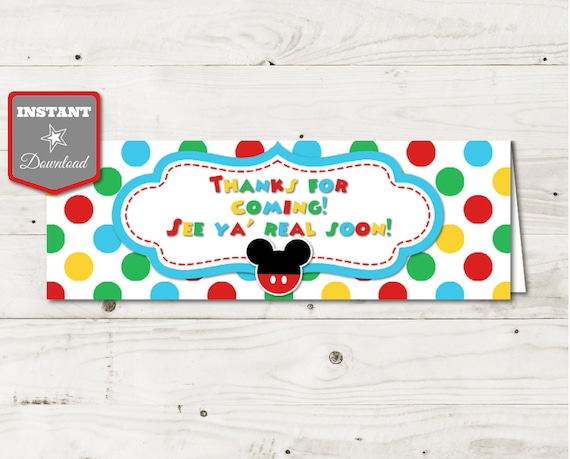 INSTANT DOWNLOAD Mouse Clubhouse Printable 6.5" W Party Favor Bag Toppers / Goodie Bag / Party Favors / Clubhouse Collection / Item #1647 Il_570xn