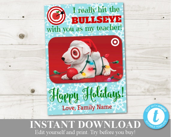INSTANT DOWNLOAD Printable Christmas 5x7 Hit the Bullseye ...
