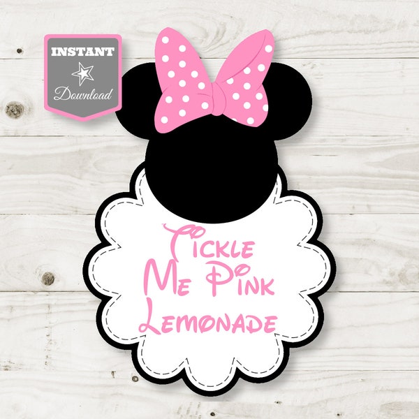 INSTANT DOWNLOAD Printable Light Pink Mouse 5x7 and 8x10 Tickle Me Pink Lemonade Sign / Light Pink Mouse Package / Item #1868