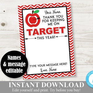 INSTANT DOWNLOAD Editable 5x7 Target Teacher Appreciation Printable Gift Card Holder / Teacher Appreciation / End of School / Item #210