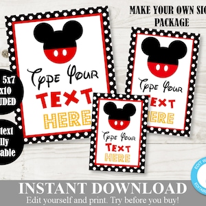 DOWNLOAD IMMEDIATO Modelli di segnaletica modificabili Classic Mouse 4x6, 5x7 e 8x10 / Crea il tuo pacchetto di segnaletica / Collezione Classic Mouse / Articolo n. 3441
