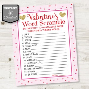 INSTANT DOWNLOAD Printable Valentine's 8.5x11 Game Package / Valentines ...