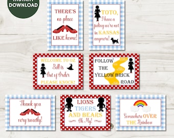 Oz Inspired Printable 5x7 Birthday Party Sign Package, Yellow Brick Road, Welcome, Thank You, 7 Signs, Oz Collection, Item #122