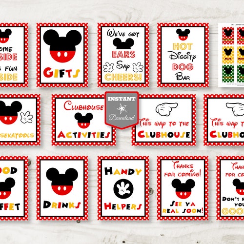 INSTANT DOWNLOAD Printable Classic Mouse Large 8x10 Sign Package / 12 Signs / Free Condiment Labels / Classic Mouse Collection / Item #1587