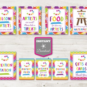 INSTANT DOWNLOAD Printable Art Party Birthday Party Sign Package / Paint / Painting Party / Art Party Collection /  Item #2801
