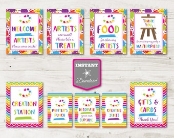 INSTANT DOWNLOAD Printable Art Party Birthday Party Sign Package / Paint / Painting Party / Art Party Collection /  Item #2801
