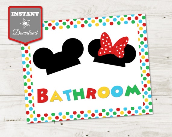 INSTANT DOWNLOAD Printable Mouse Clubhouse 8x10 Bathroom Sign / Mouse Clubhouse Collection / Item #1622 Il_570xn
