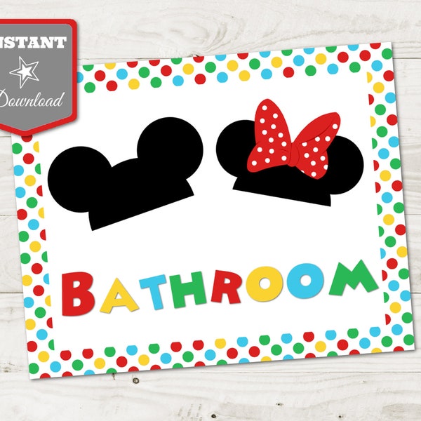INSTANT DOWNLOAD Printable Mouse Clubhouse 8x10 Bathroom Sign / Mouse Clubhouse Collection / Item #1622