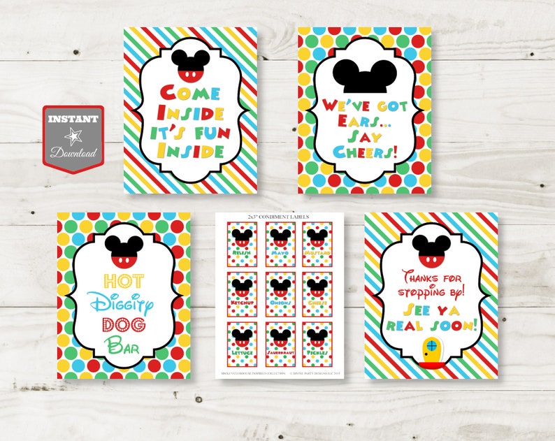 INSTANT DOWNLOAD Mouse Clubhouse 8x10 Party Sign Package / Free Condiment Labels / Clubhouse Collection / Item 1625 image 1