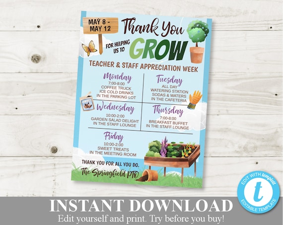 INSTANT DOWNLOAD Editable 8.5x11 Thank You Helping Us Grow Gardening ...