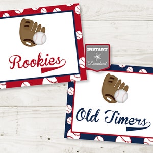 INSTANT DOWNLOAD Baseball Old Timers and Rookies 8x10 Party Signs / Printable / Baseball Collection / Item #919