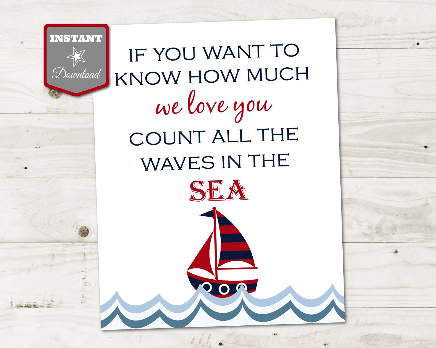 INSTANT DOWNLOAD Nautical Printable 8x10 Waves in the Sea Sign | Etsy