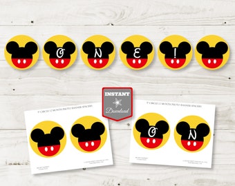 INSTANT DOWNLOAD Mouse One Highchair Party Banner / Printable DIY / First 1st Birthday / Classic Mouse Collection / Item #1570