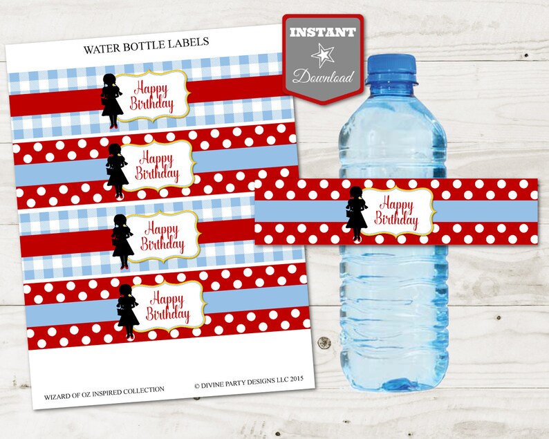 instant download oz printable happy birthday water bottle
