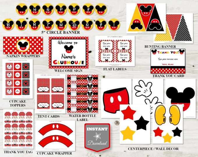 Mickey Mouse Birthday Banner, Mickey and Friends Birthday Banner ...