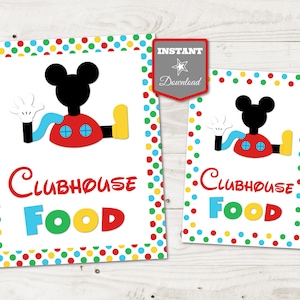 INSTANT DOWNLOAD Printable Mouse Clubhouse 5x7 and 8x10 Clubhouse Food Party Sign / Clubhouse Collection / Item #1659