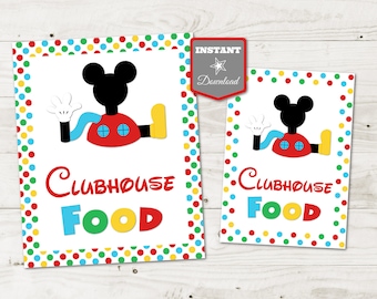 INSTANT DOWNLOAD Printable Mouse Clubhouse 5x7 and 8x10 Clubhouse Food Party Sign / Clubhouse Collection / Item #1697