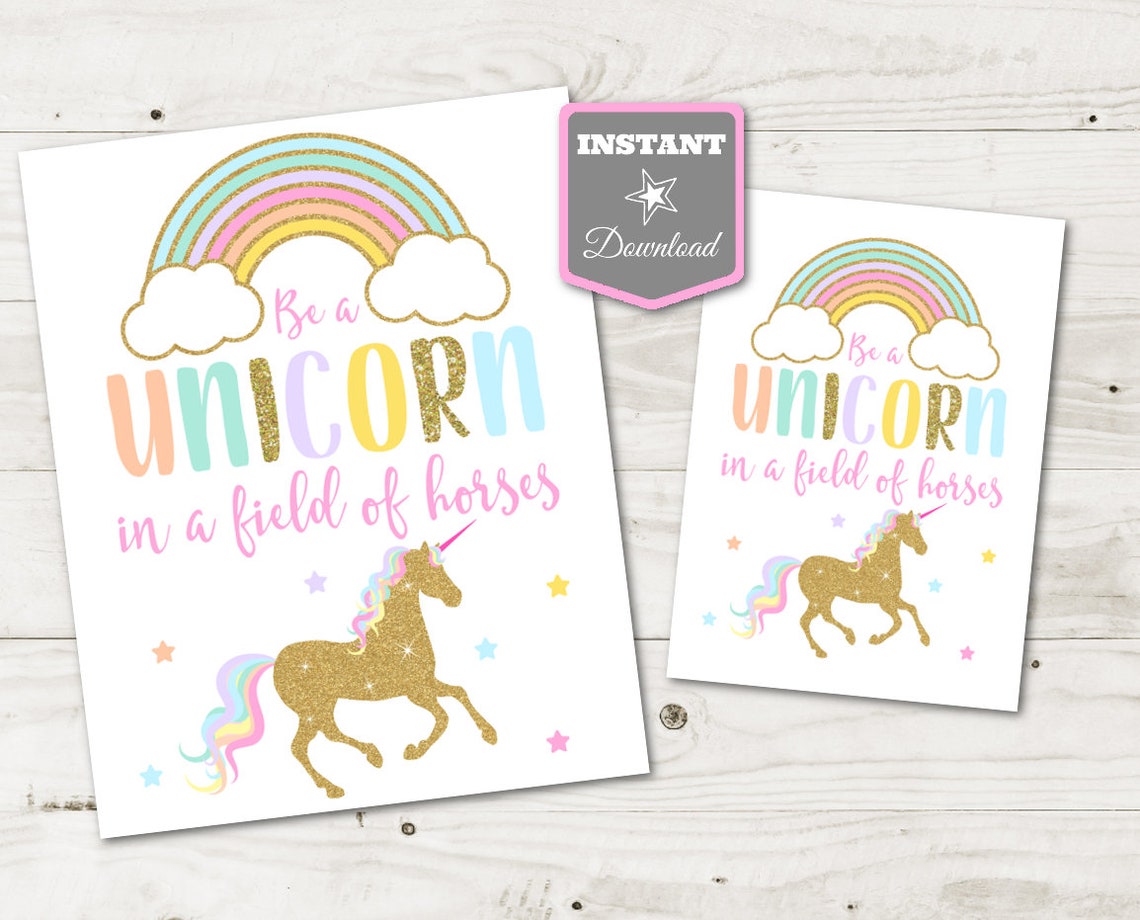 INSTANT DOWNLOAD Unicorn Printable 5x7 and 8x10 Be a Unicorn - Etsy