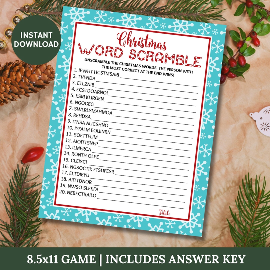 instant-download-printable-christmas-word-scramble-game-answer-key-party-games-class-game-christmas-shop-item-3001-etsy for Free Printable Answer Key Christmas Word Scramble With Answers INSTANT DOWNLOAD Printable Christmas Word Scramble Game & Answer Key / Party Games / Class Game / Christmas Shop / Item #3001 - Etsy for Free Printable Answer Key Christmas Word Scramble With Answers