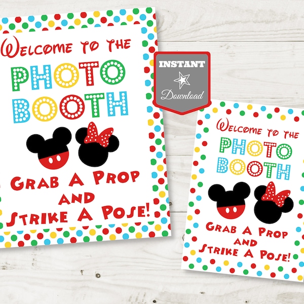 INSTANT DOWNLOAD Printable Girl and Boy Mouse Clubhouse 5x7 and  8x10 Photo Booth Props Party Sign / Clubhouse Collection / Item #4120