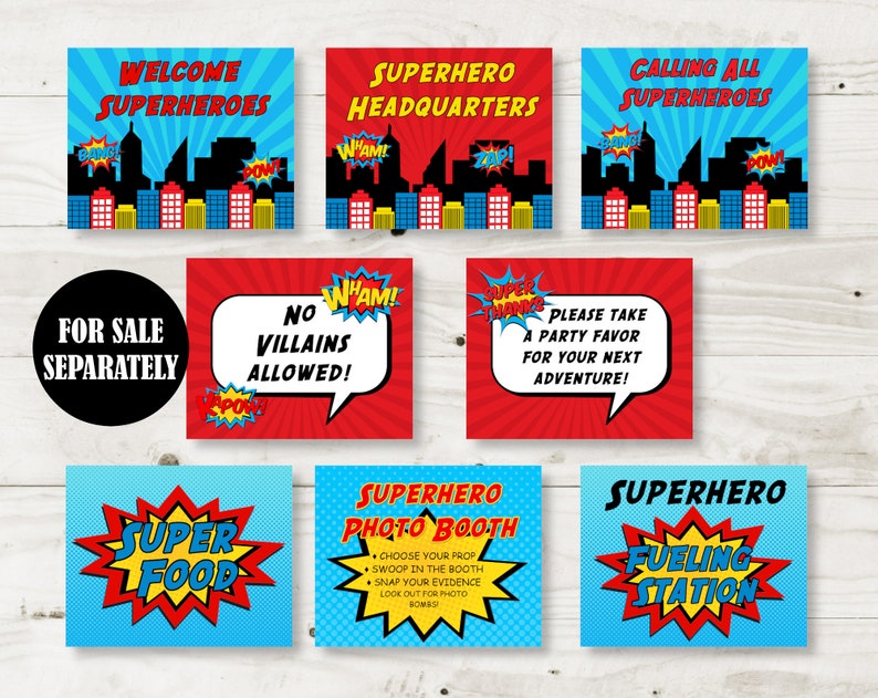 INSTANT DOWNLOAD Superhero Happy Birthday Banner with Age Spacers / Printable DIY / Superheroes Collection / Item 502 image 3