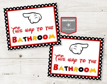 Bathroom This Way Sign Printable - Etsy